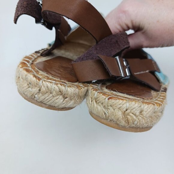 Sundias Espadrille Sandals Floral Canvas Leather Straps Size EU 38 - Picture 4 of 11